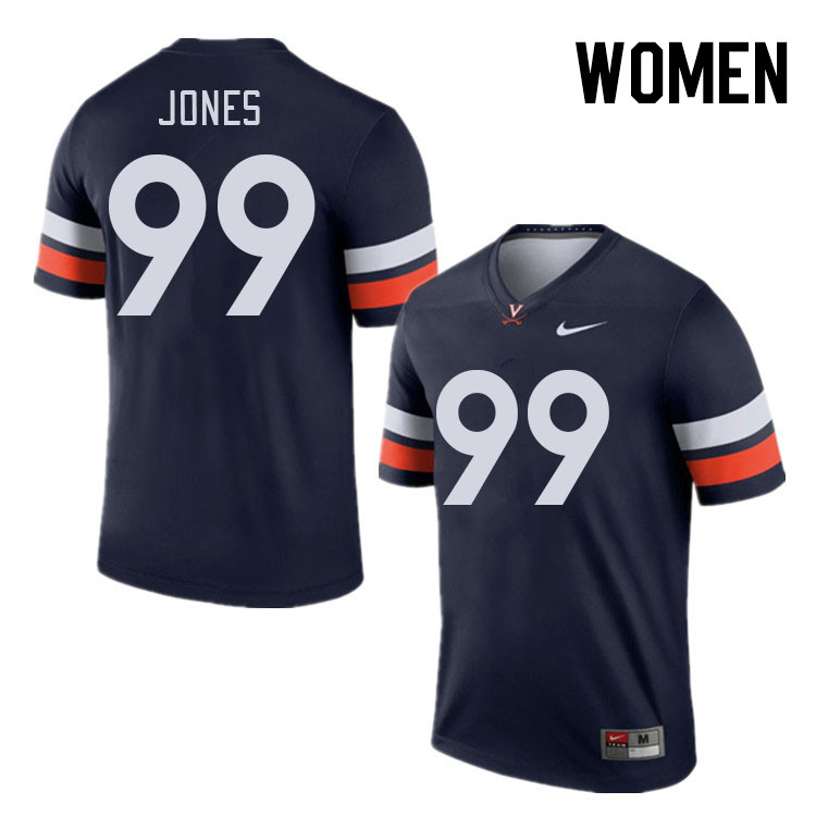 Women #99 DJ Jones Virginia Cavaliers College Football Jerseys Stitched Sale-Navy - Click Image to Close